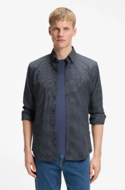 Regular-fit shirt in stretch-cotton with Vichy check