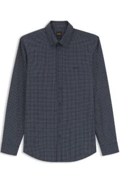 Regular-fit shirt in stretch-cotton with Vichy check