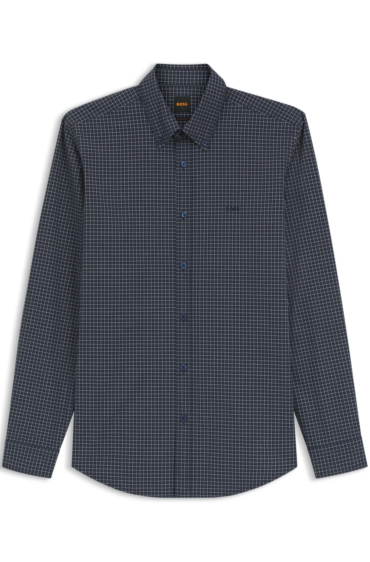 Regular-fit shirt in stretch-cotton with Vichy check