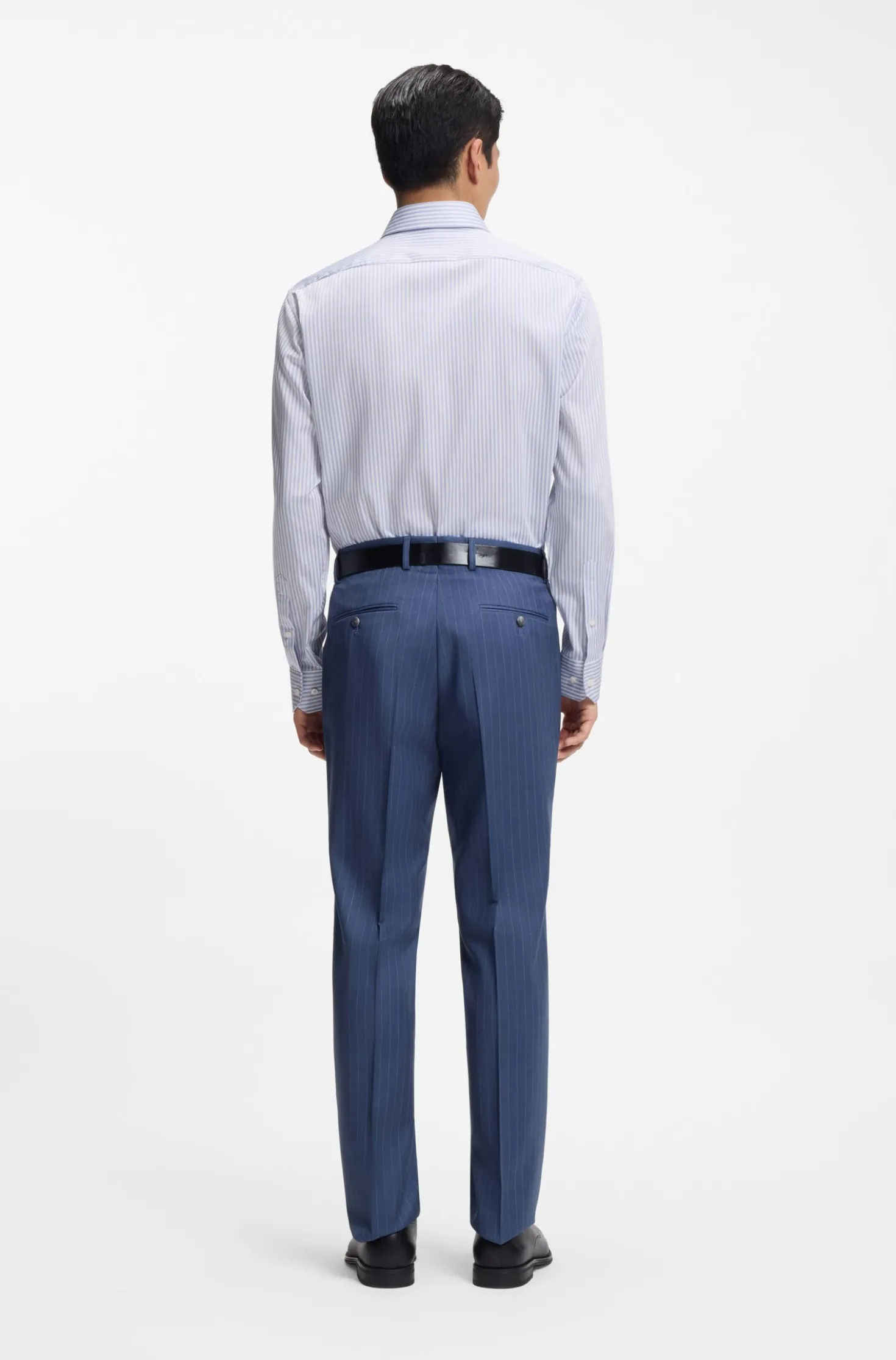 Regular-fit shirt in striped easy-iron cotton