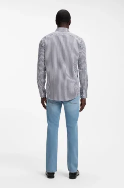 Regular-fit shirt in striped easy-iron cotton
