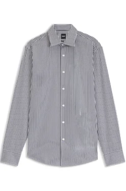 Regular-fit shirt in striped easy-iron cotton