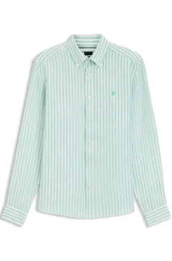 Regular-fit shirt in striped linen