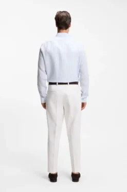 Regular-fit shirt in striped linen