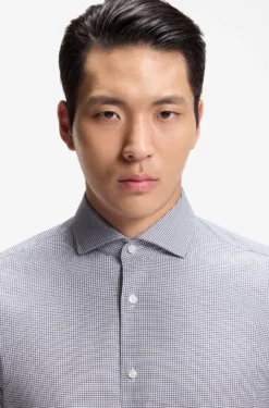 Regular-fit shirt in structured stretch cotton