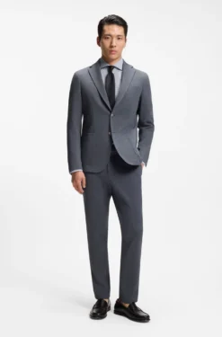 Regular-fit shirt in structured stretch cotton