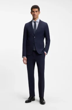 Regular-fit shirt in structured stretch cotton