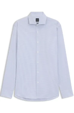 Regular-fit shirt in structured stretch cotton