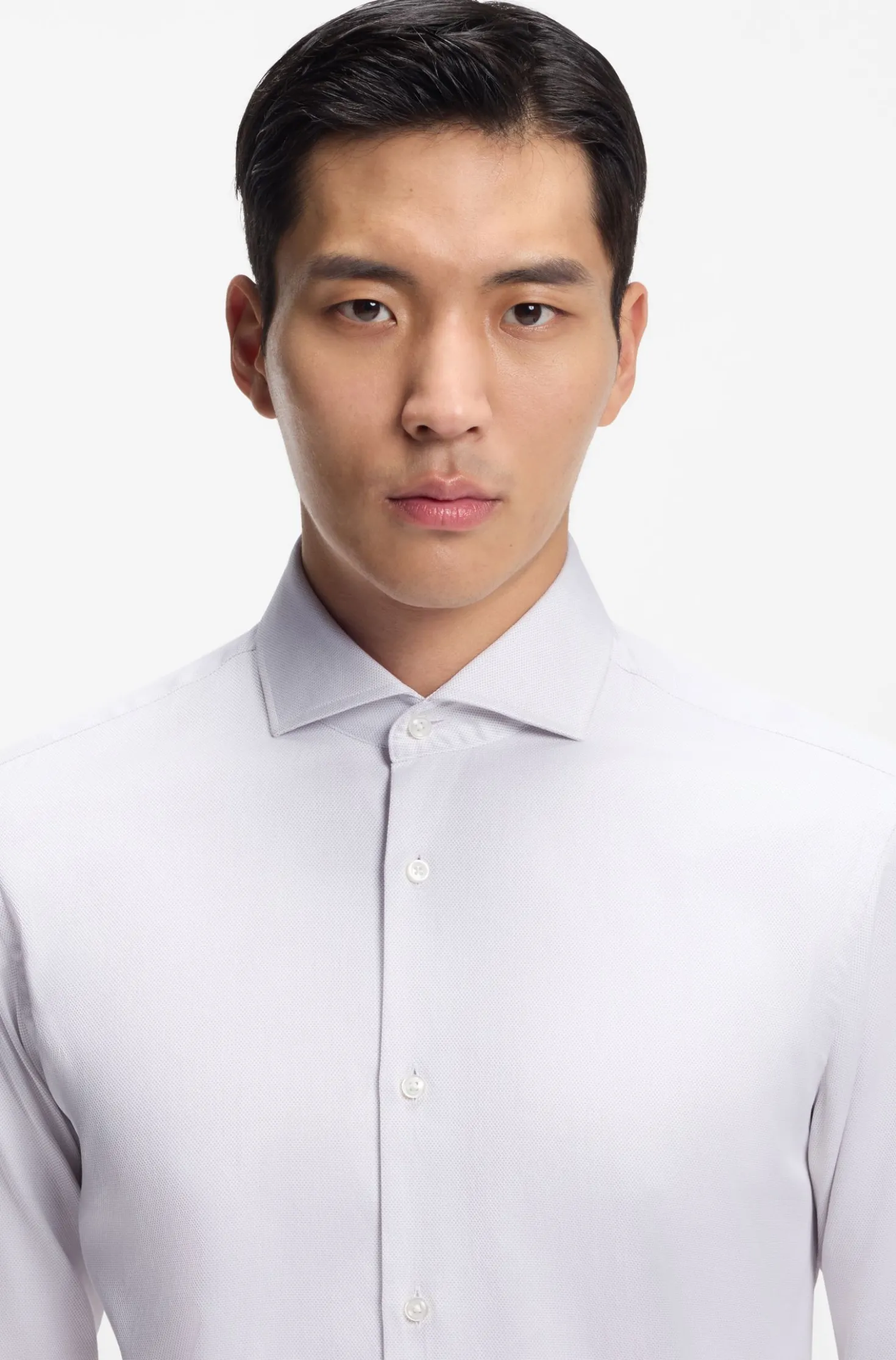 Regular-fit shirt in structured Italian-made cotton