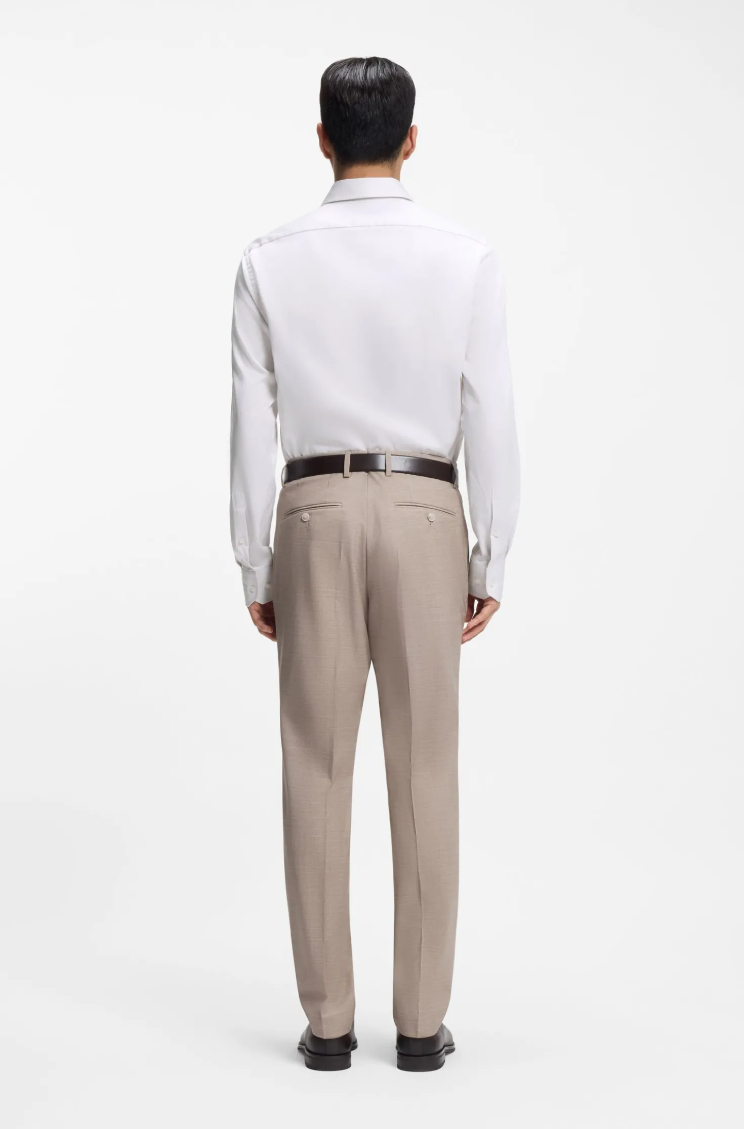 Regular-fit shirt in structured Italian-made cotton