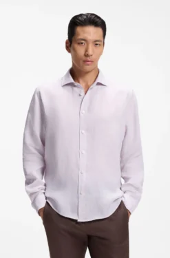 Regular-fit shirt in washed linen