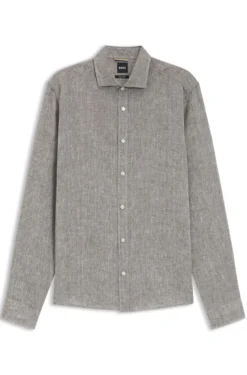 Regular-fit shirt in washed linen