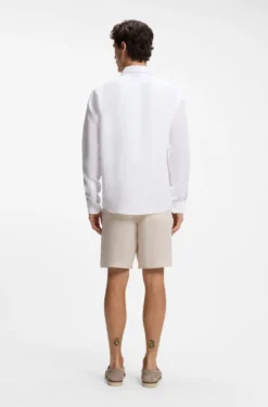 Regular-fit shirt in washed linen