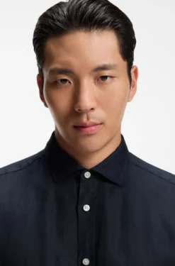 Regular-fit shirt in washed linen