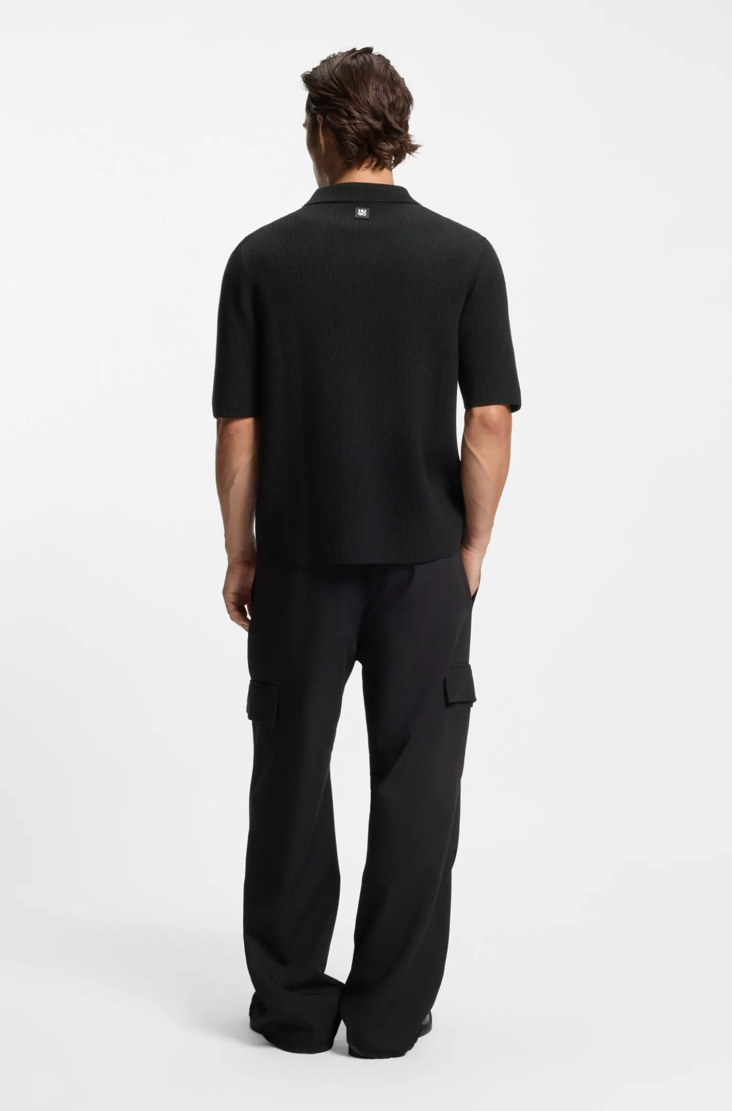 Regular-fit shirt with ribbed structure
