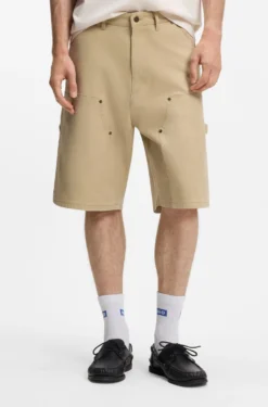 Regular-fit shorts in stretch-cotton canvas