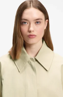 Regular-fit short trench coat in cotton