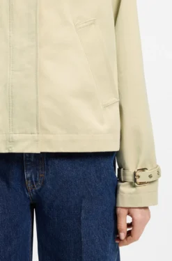 Regular-fit short trench coat in cotton