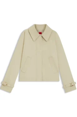 Regular-fit short trench coat in cotton