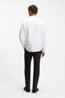 Regular-fit stretch jersey shirt with logo