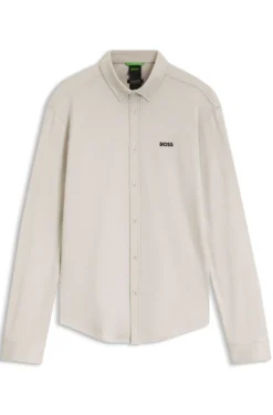 Regular-fit stretch jersey shirt with logo