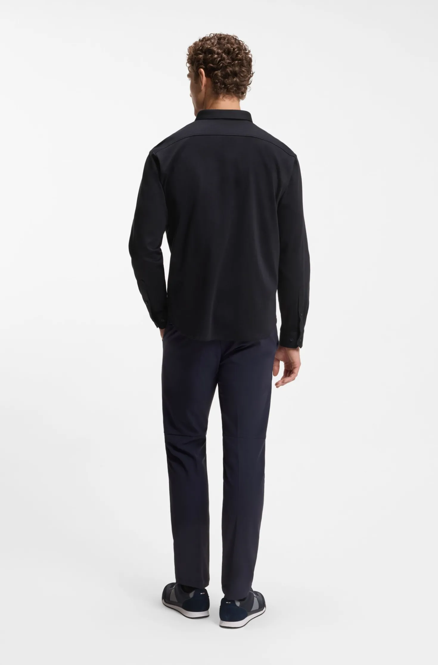 Regular-fit stretch jersey shirt with logo