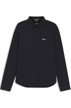 Regular-fit stretch jersey shirt with logo