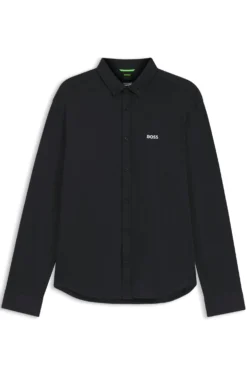 Regular-fit stretch jersey shirt with logo