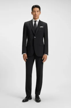 Regular-fit stretch-twill formal business shirt