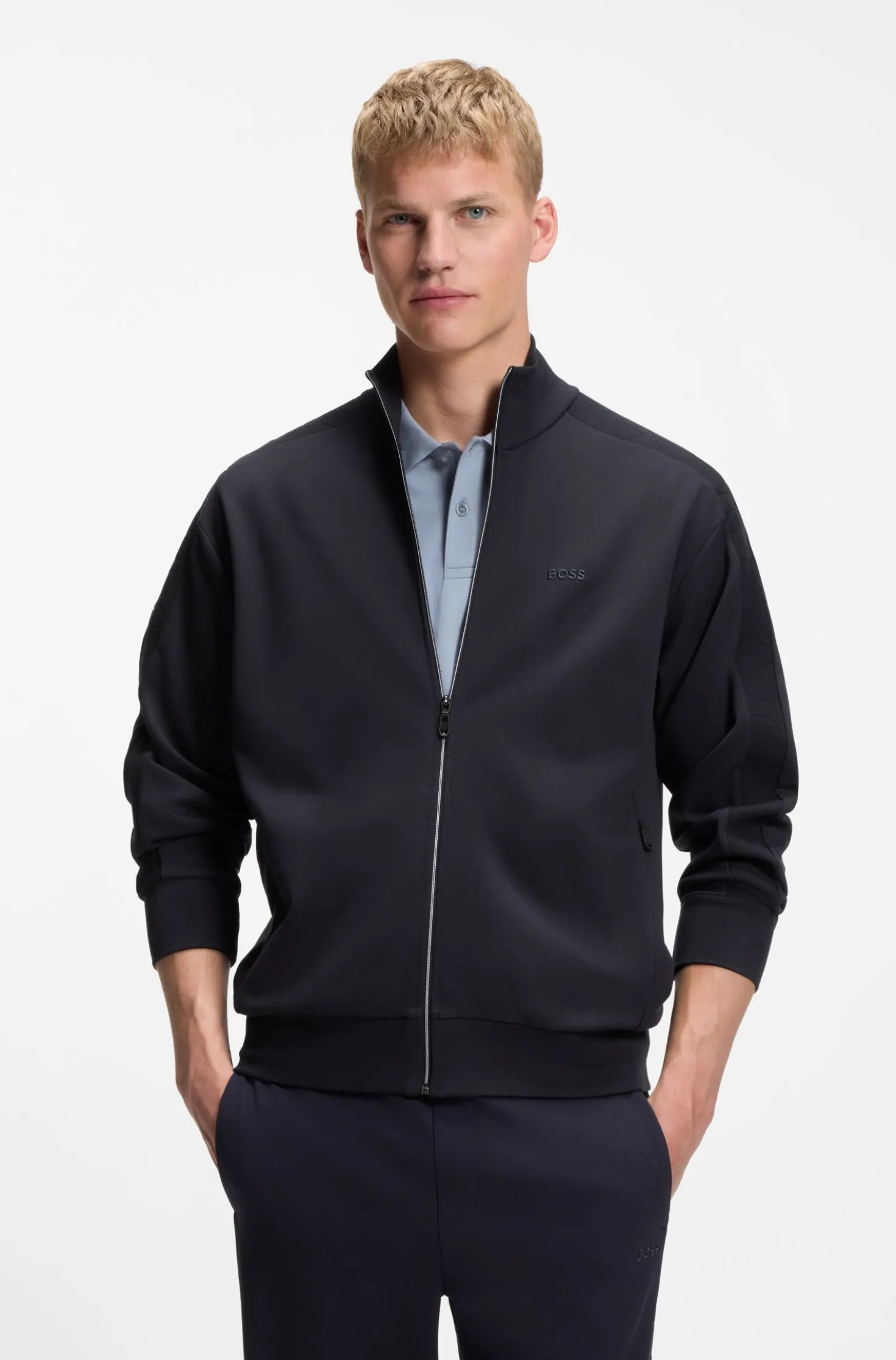 Regular-fit sweatshirt with tonal jacquard tape