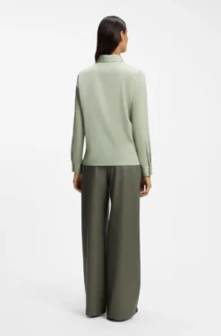 Regular-fit tailored blouse in stretch silk