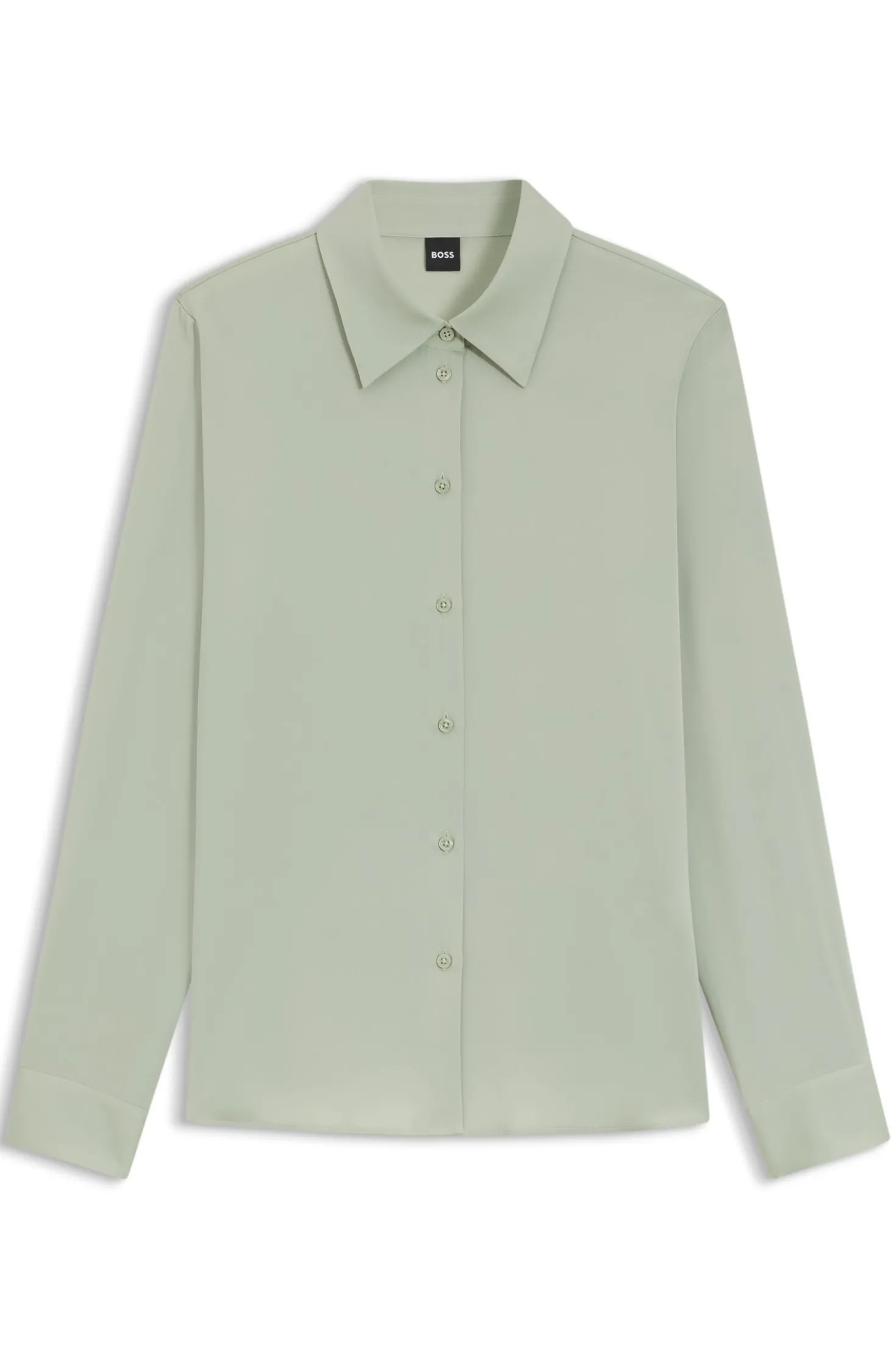 Regular-fit tailored blouse in stretch silk