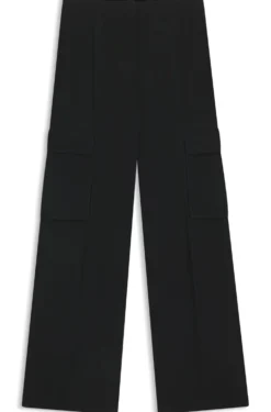 Regular-fit trousers in crepe with cargo pockets