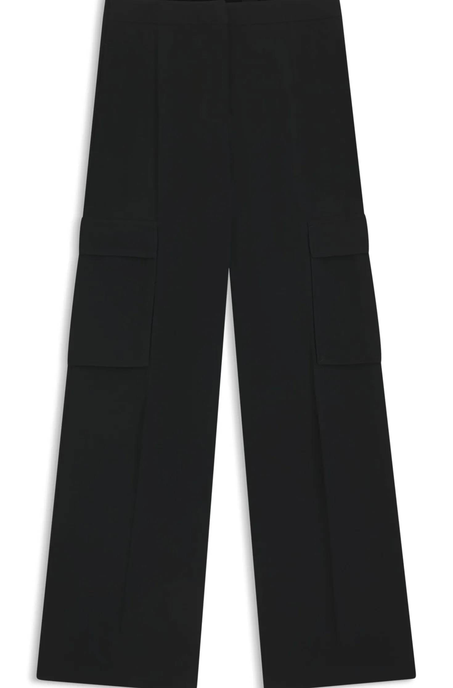 Regular-fit trousers in crepe with cargo pockets