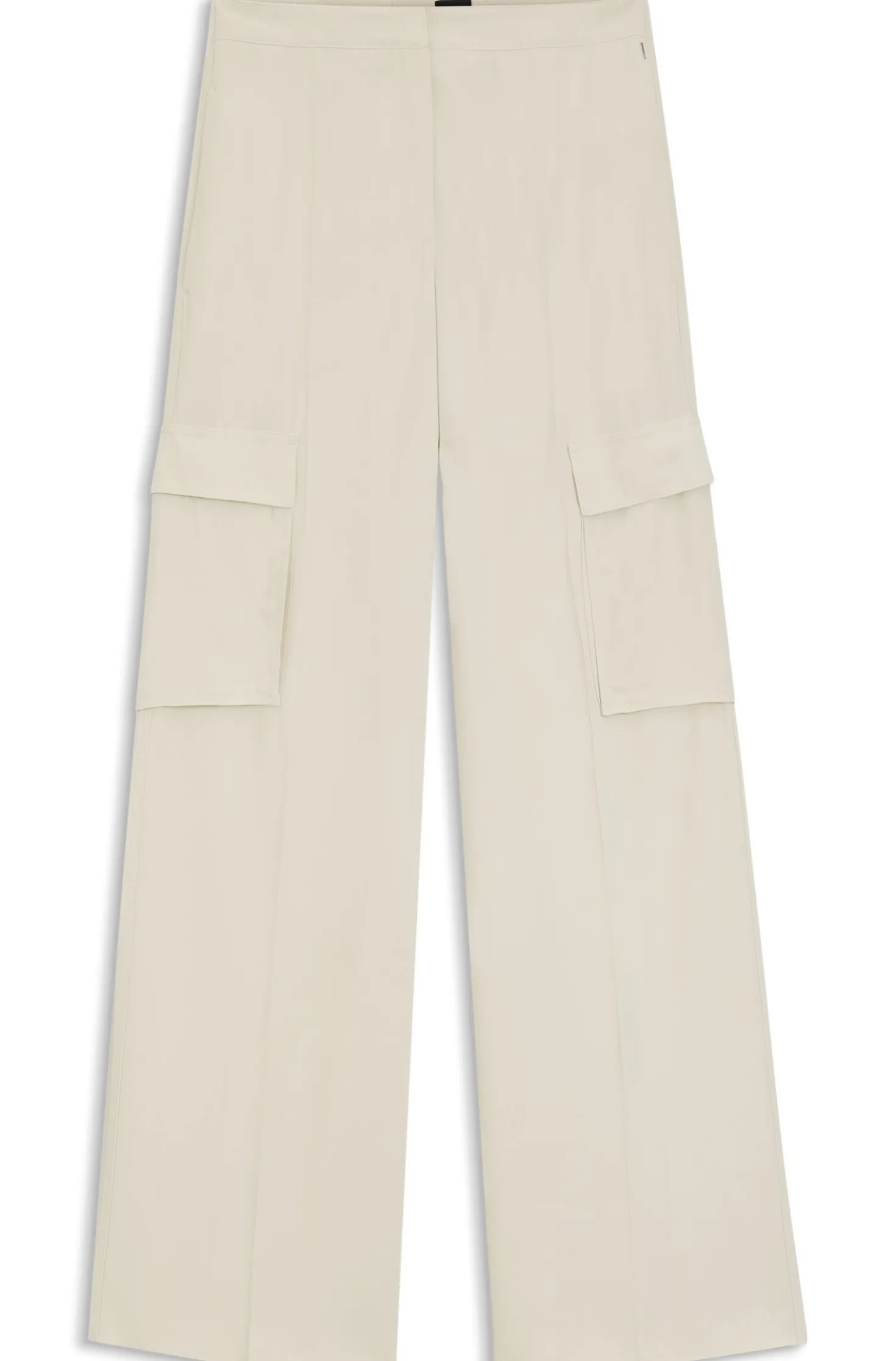 Regular-fit trousers in crepe with cargo pockets