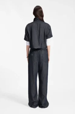 Regular-fit trousers in lightweight denim with drawstring waist