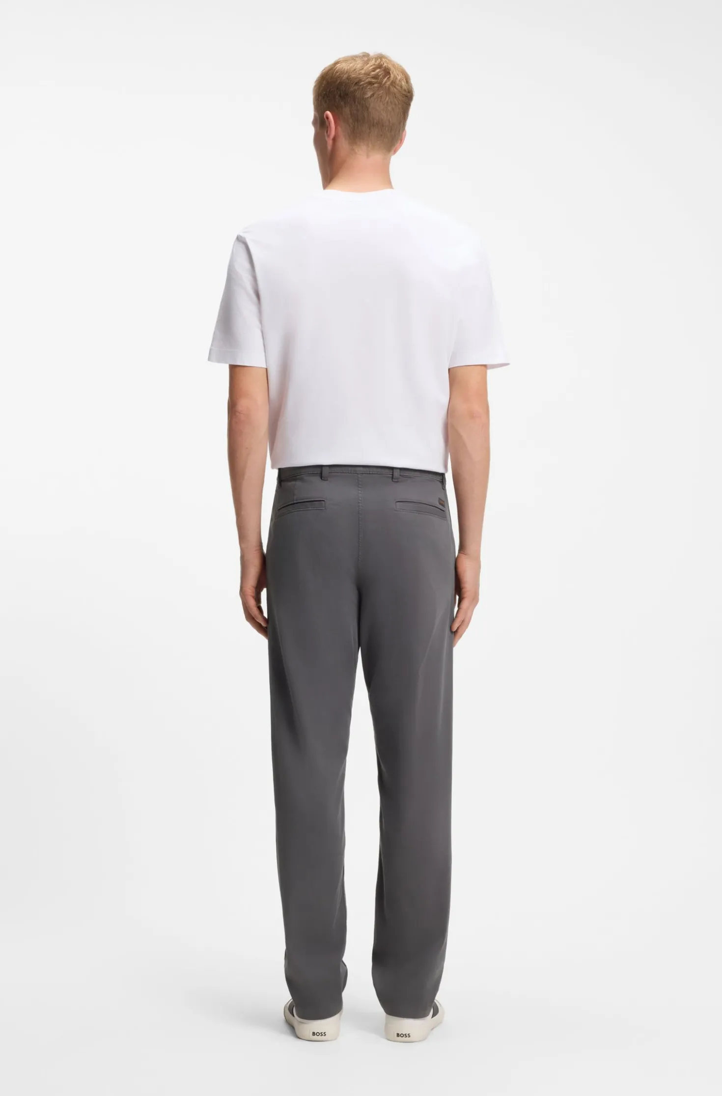 Regular-fit trousers in stretch-cotton satin