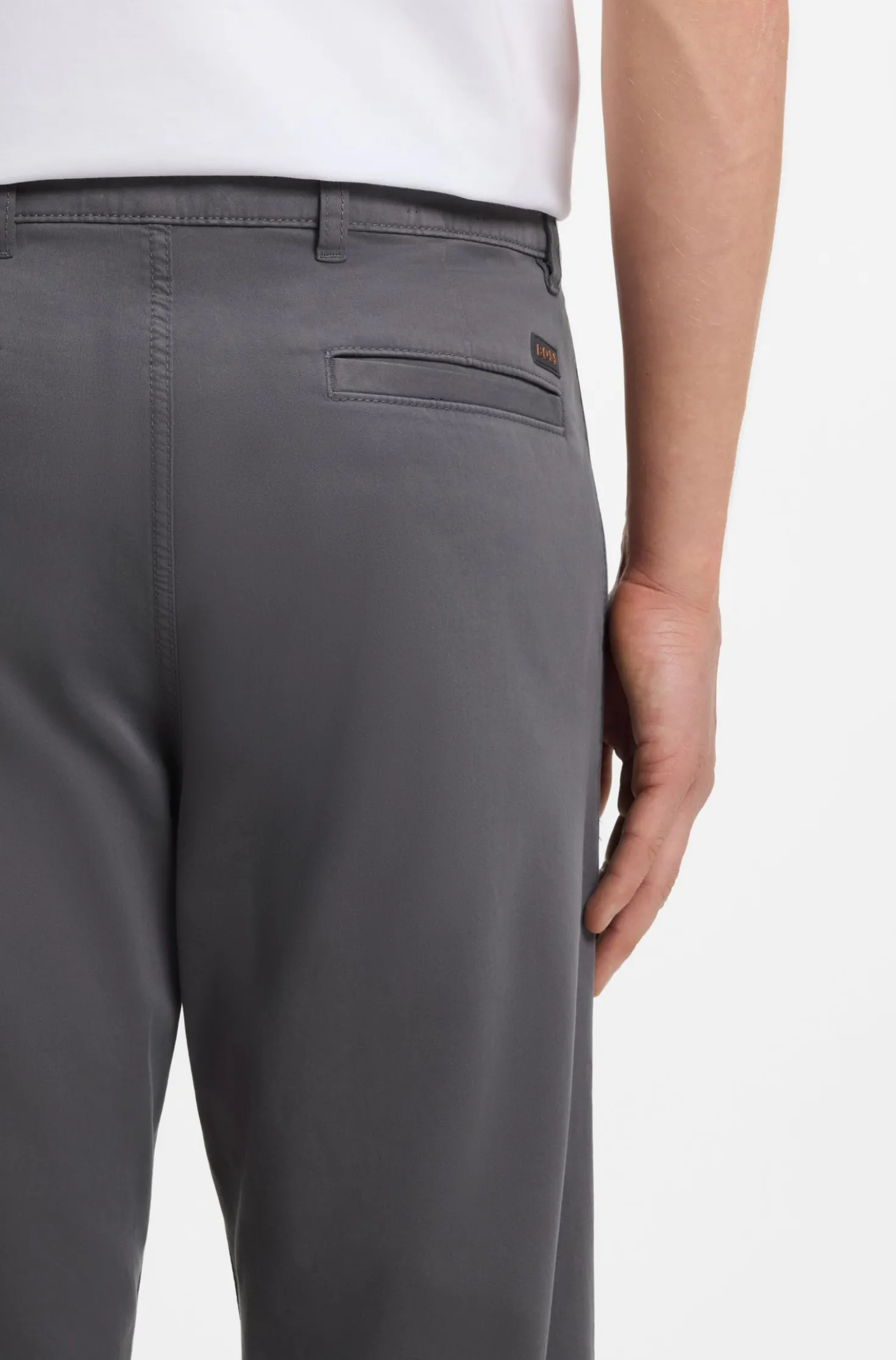 Regular-fit trousers in stretch-cotton satin