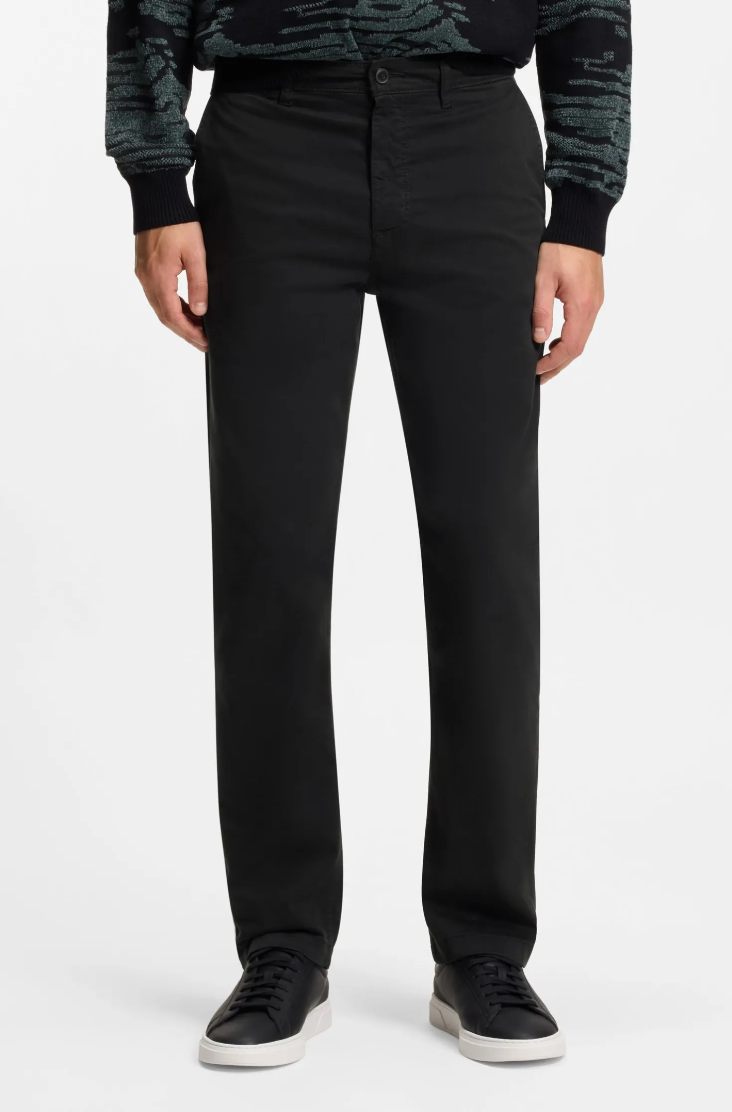 Regular-fit trousers in stretch-cotton satin