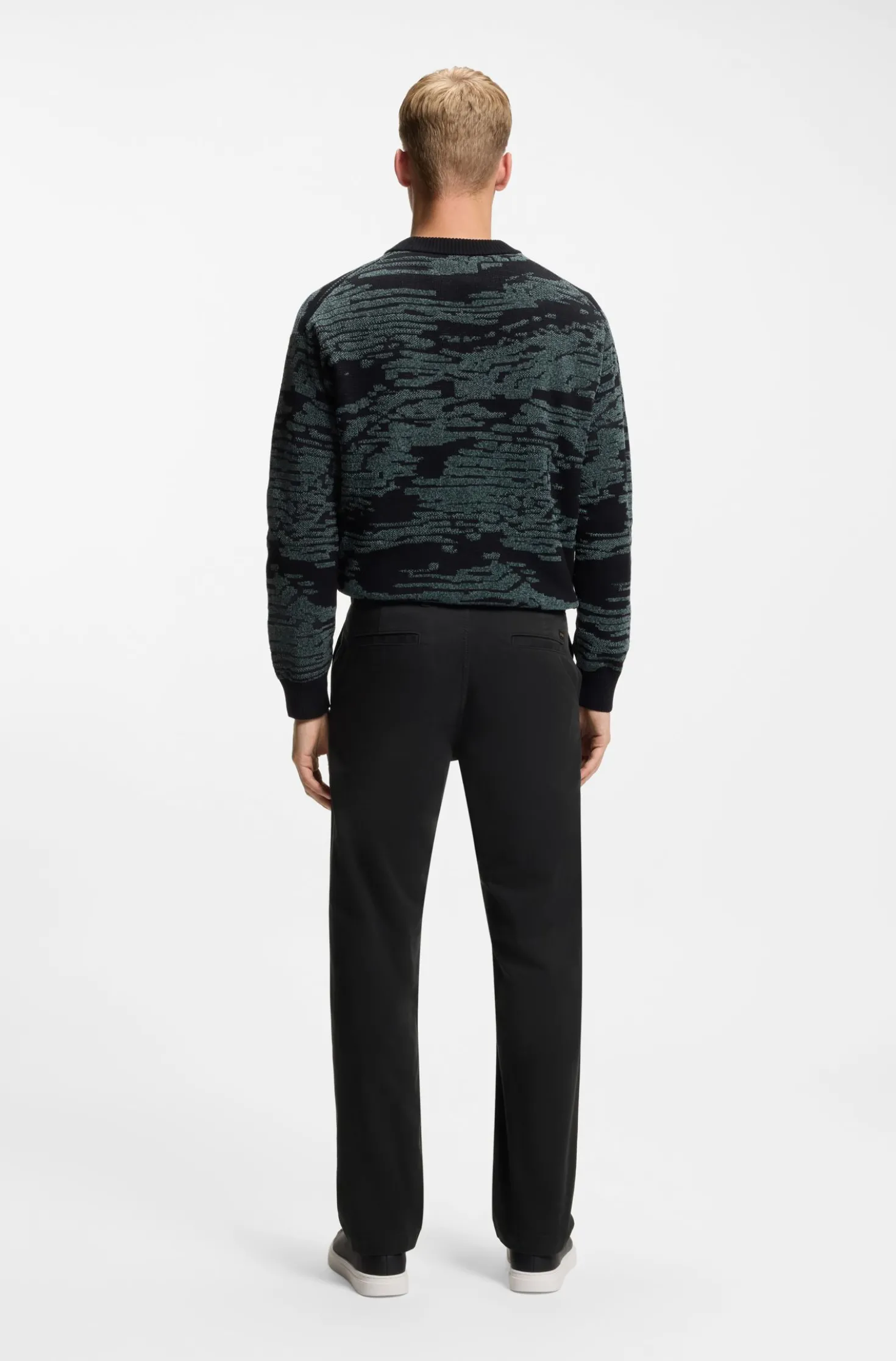 Regular-fit trousers in stretch-cotton satin