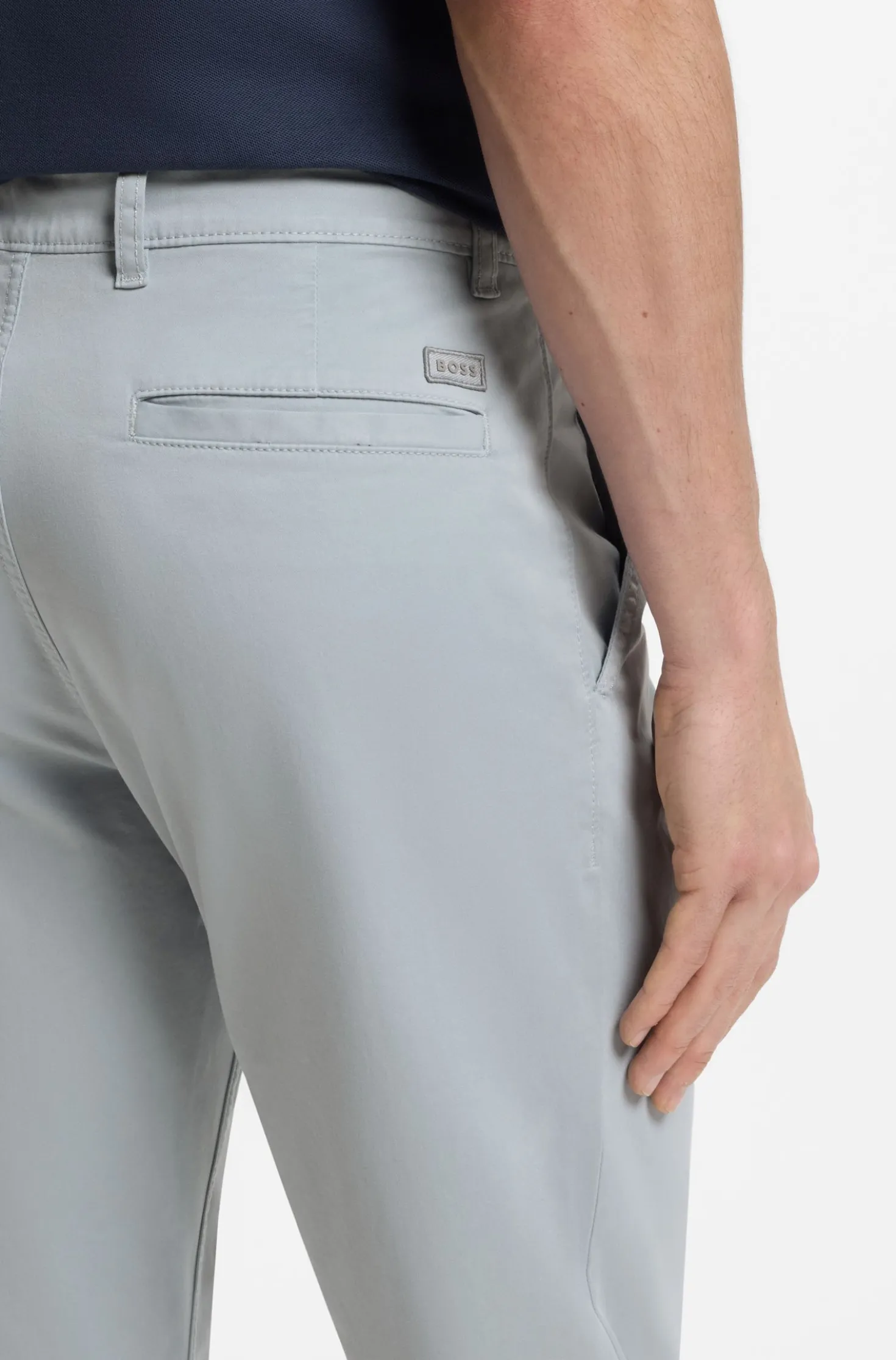 Regular-fit trousers in stretch-cotton satin