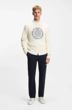 Regular-fit trousers in stretch-cotton satin