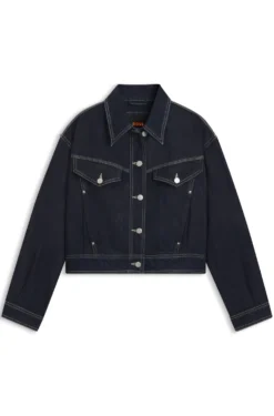 Regular-fit trucker jacket in rinse-washed denim