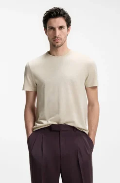 Regular-fit T-shirt in cotton and linen
