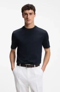 Regular-fit T-shirt in cotton with raised jacquard structure