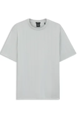 Regular-fit T-shirt in cotton with raised jacquard structure