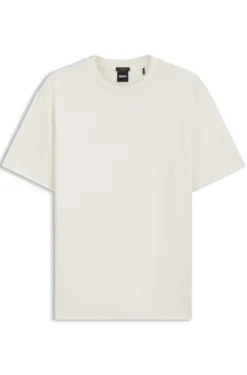 Regular-fit T-shirt in cotton with raised jacquard structure