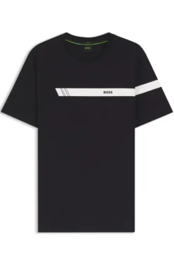 Regular-fit T-shirt in stretch cotton with logo stripe