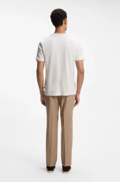 Regular-fit T-shirt in structured cotton with tipping details