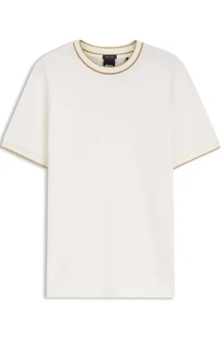 Regular-fit T-shirt in structured cotton with tipping details